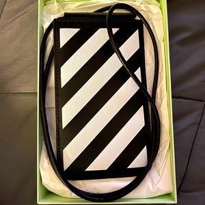 Virgil Abloh OFF-WHITE Leather Genuine Diag stripe phone pouch